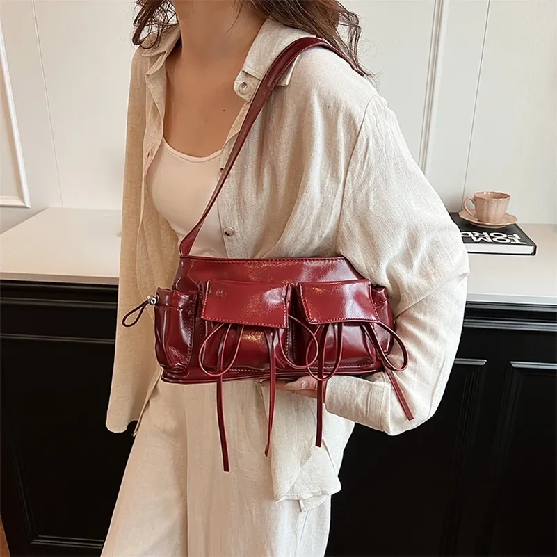 DHgate.com:Red & Silver Pu Leather Underarm Shoulder Bag