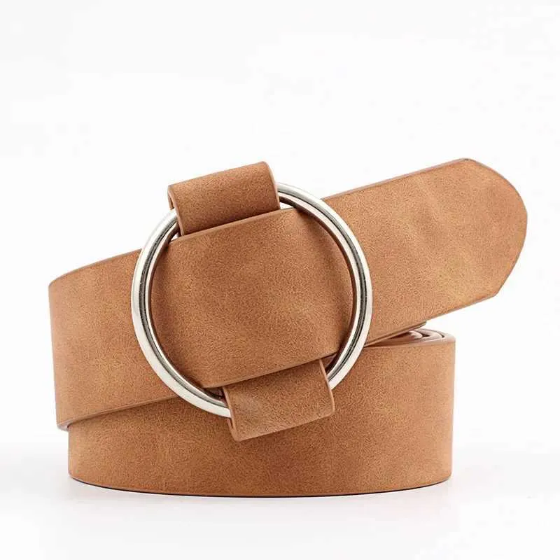 Womens Genuine Leather Belt Metal Buckle Casual Adjustable uxcell Women Fashionable Stylish Leather Belt Round Pin  main image 4