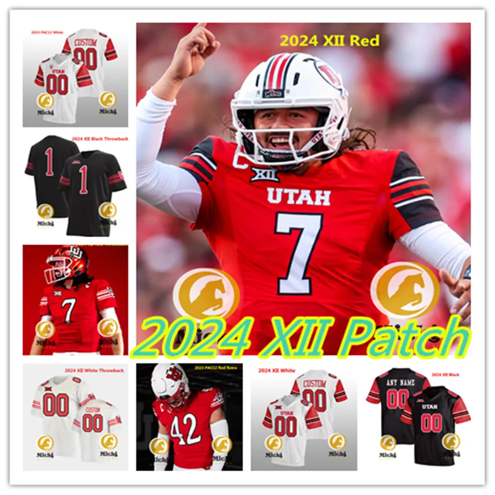 Save Big on Bulk Utah Football Jerseys Cameron Rising Dalton Kincaid 2024  XII Utah Utes Football Jersey Mycah Pittman Tao Johnson Ricky Parks Tavion 