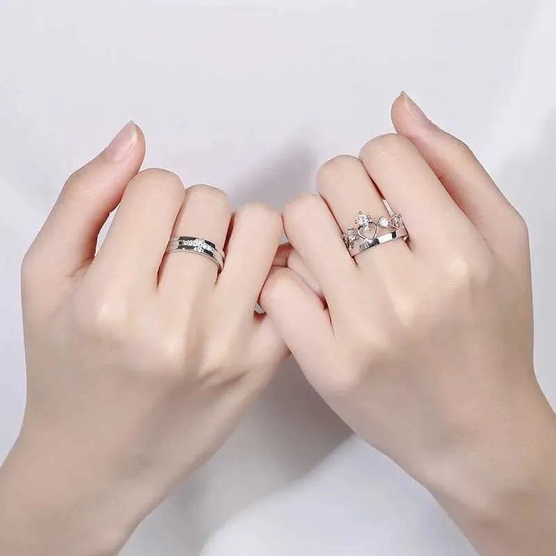 Homxi Couples Necklace Rings - Stainless Steel Promise Rings With Cubic Zirconia