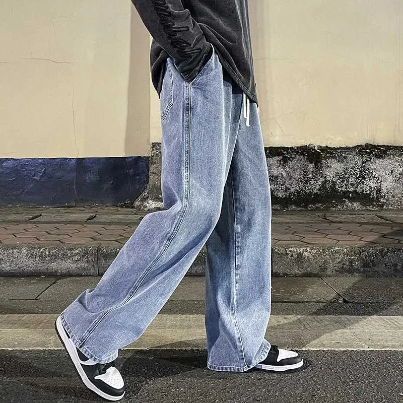 Korean Fashion Men's Baggy baggy jeans with Elastic Korean Fashion Men's Baggy baggy jeans with Elastic