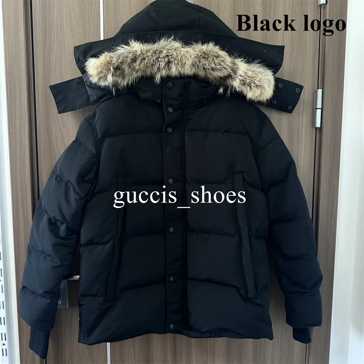Black Wolf Black Fur Hood Jacket Mens Men's Genuine Down Puffer