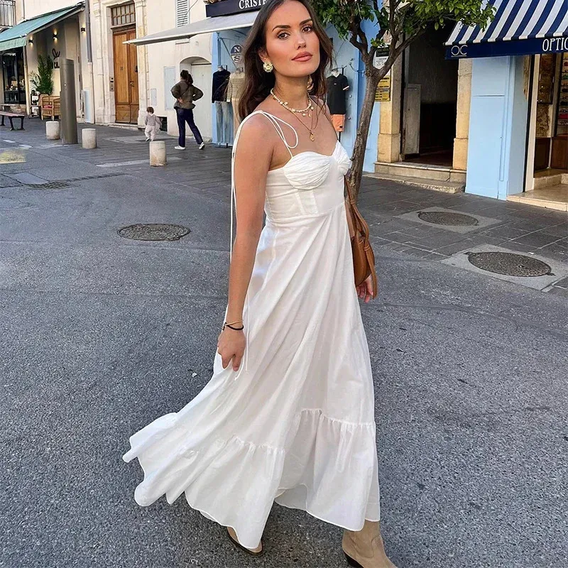 Backless White Maxi Dress for Women Summer Beach Floor-Length A-Line  Polyester from Dhgate Street Style Dresses - price 20.9
