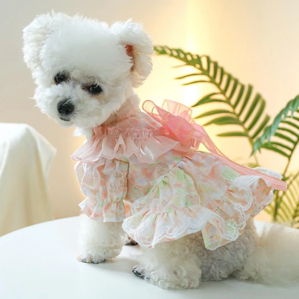 chinese dress ladies Pink Plaid Dog Party Dress with Black Lace | Poshdoglife.com main image 0