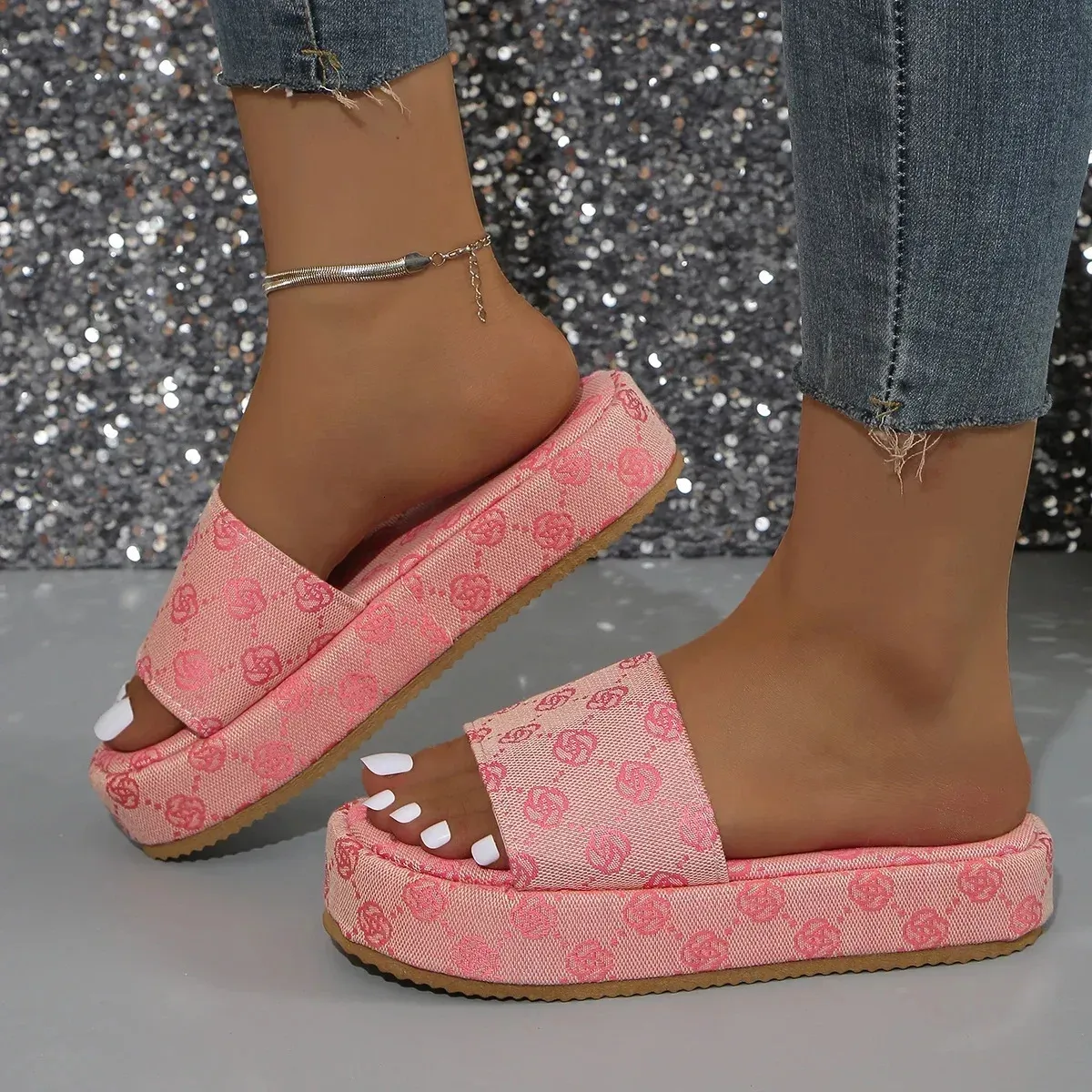 Platform 2024 Summer Slide Designer Flat Outdoor Flower Sandals Womens Beach Shoes_voghion.com