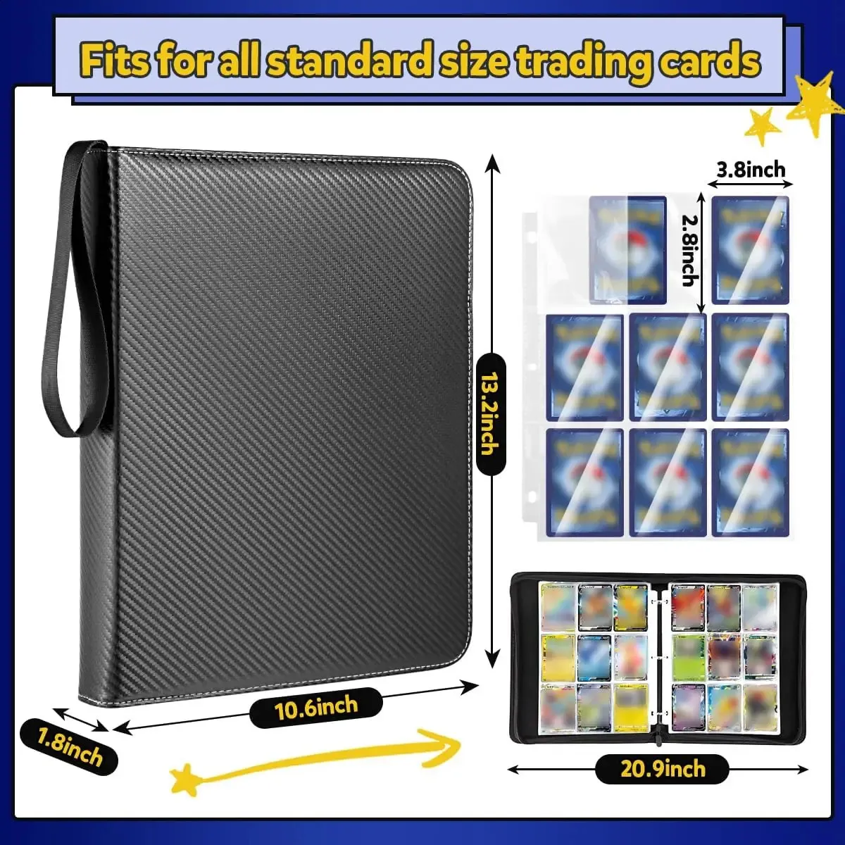 trading card binder inserts 50 Pockets Trading Card Sleeves Binder, Baseball Card Binder Sleeves f –  Card collections store