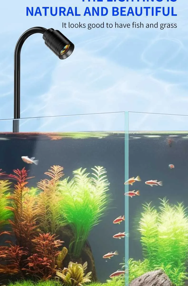 LED Aquarium Clip-On Hood Light 4W Mini Fish Tank Spotlight 110