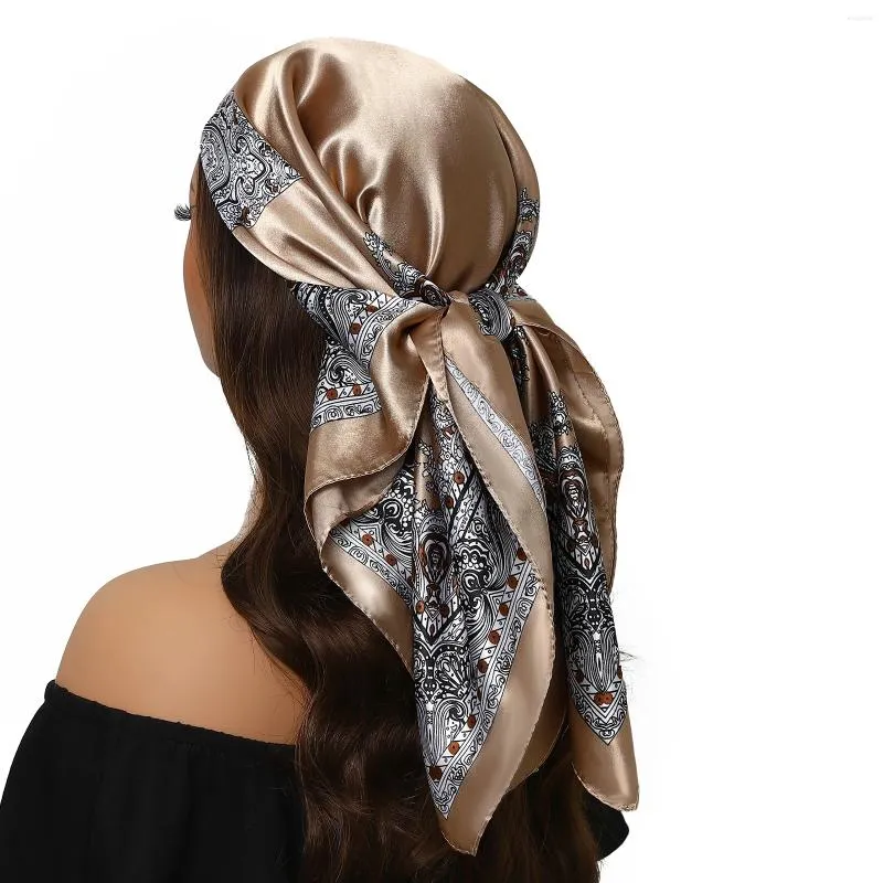 Summer Scarf Kerchief Women's Satin Scarf 90x90cm Fashion Print