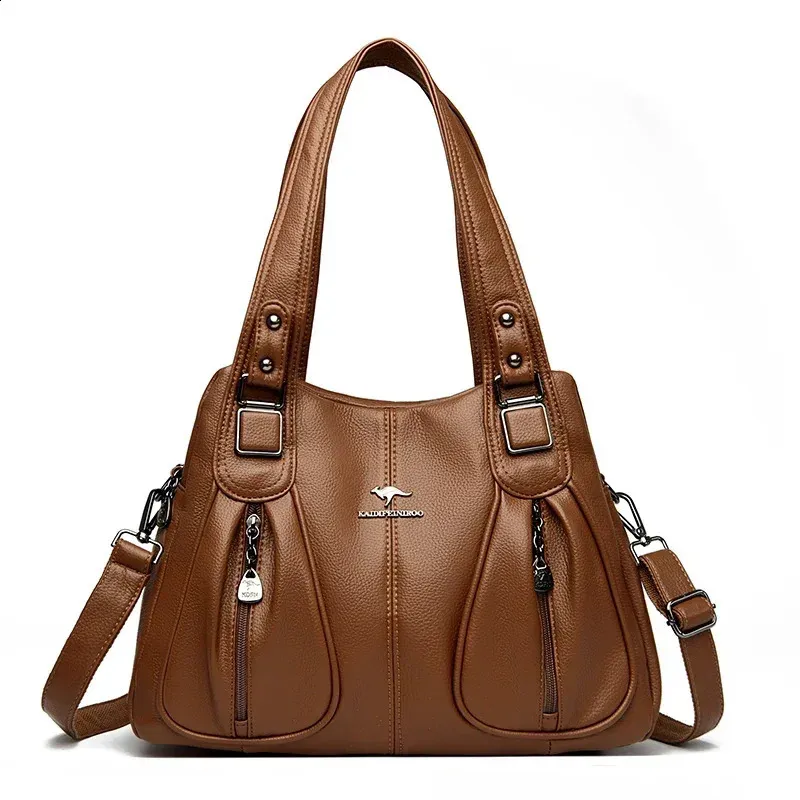 Womens Leather Crossbody Bag with Large Capacity - Shoulder