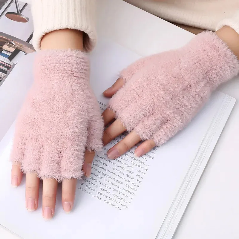 2 Paia Guanti Flip Top Donna In Pile Di Alpaca – Guanti Termici Convertibili A Mezzo Dito, Colori Nero E Grigio