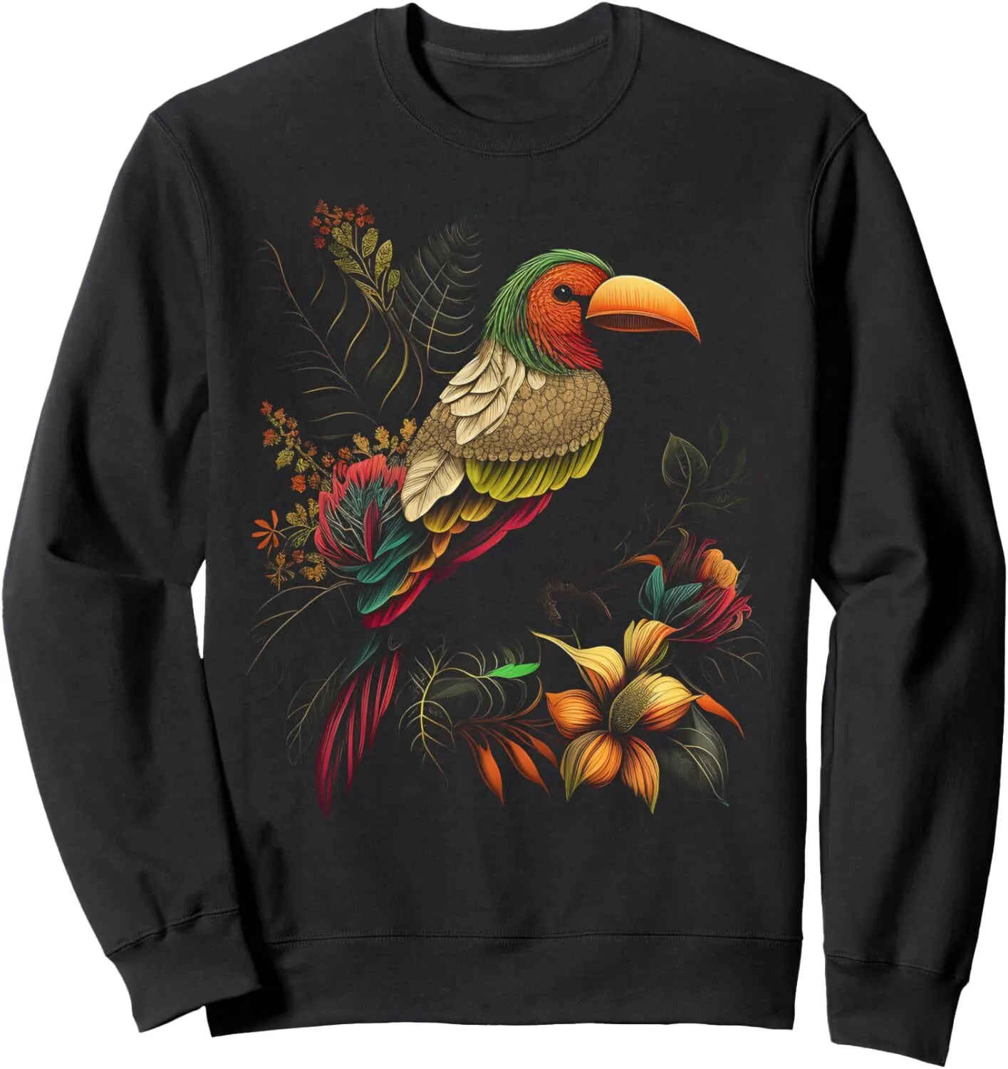 Mens Toucan Bird Watching Long Sleeve Sweatshirt Tropical