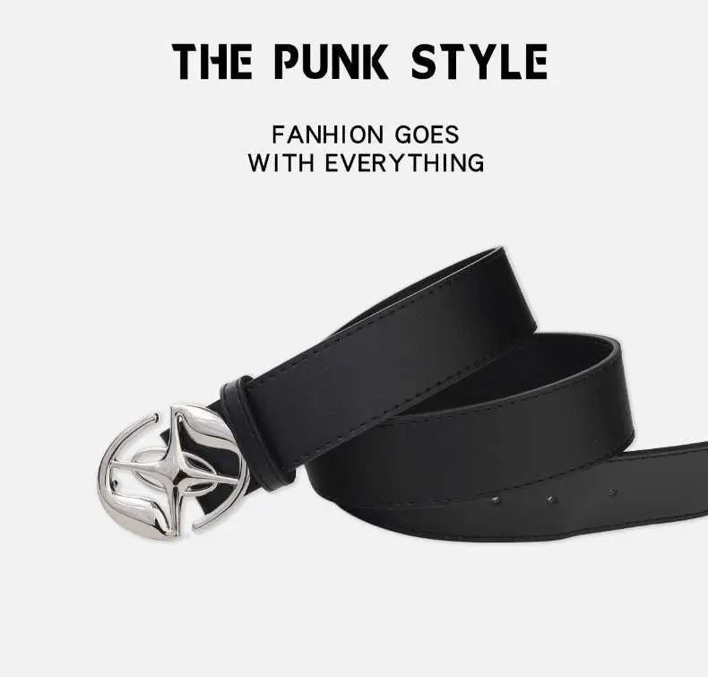 Retro Punk Moon Star Metal Buckle Leather Belt For Men Retro Punk Moon Star Metal Buckle Leather Belt For Men