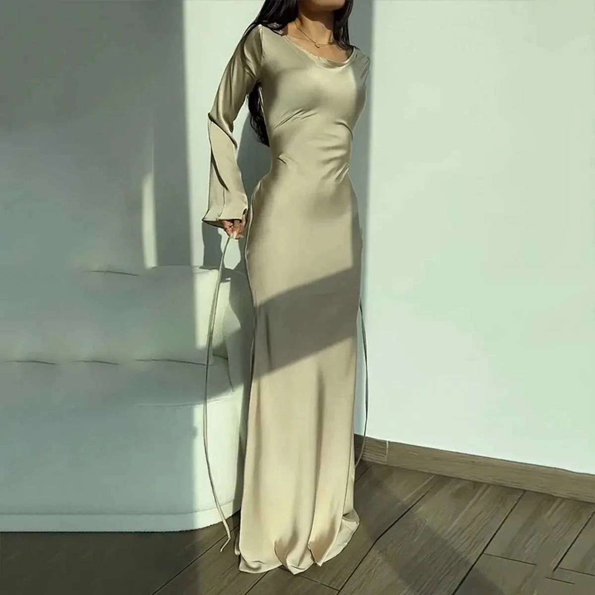 Womens Floor-Length Chiffon Dress with Short Sleeves and Pullover Closure  for Autumn Winter from Dhgate Basic & Casual Dresses - price 20.67