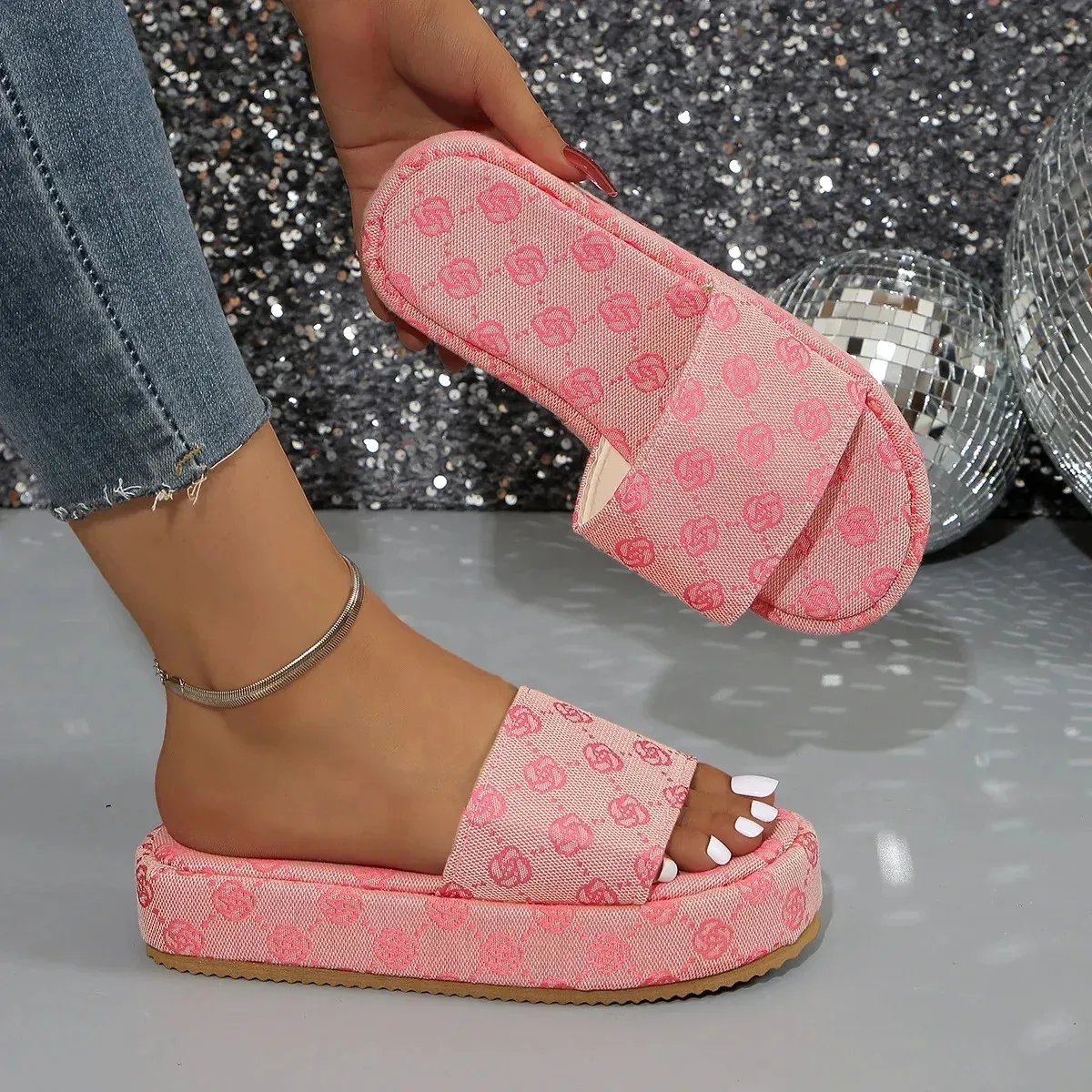 Platform 2024 Summer Slide Designer Flat Outdoor Flower Sandals Womens Beach Shoes_voghion.com