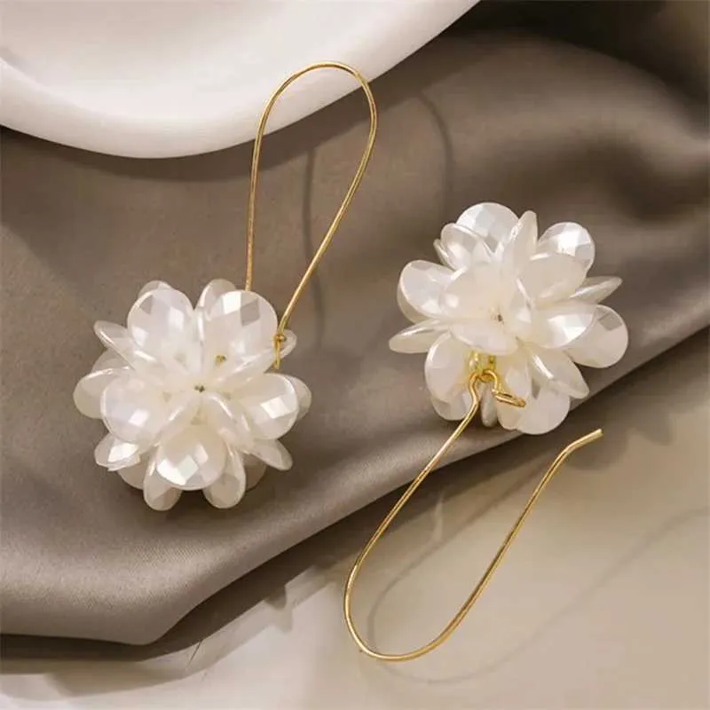Dangle Acrylic Petal Earrings - Long Drop Rose Flower