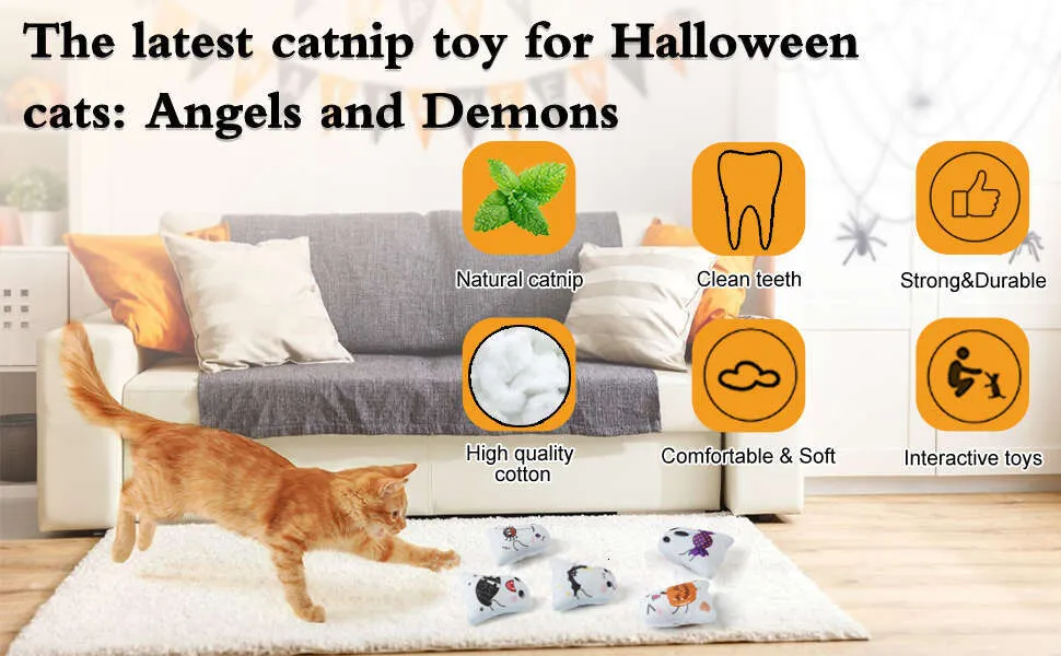 Dorakitten Catnip Toys For Indoor Cats - 5PCS Plush Chew Toys For Teething And Interactive Play | Catnip Filled Kitten Toy With Soft Material And Animal Shapes