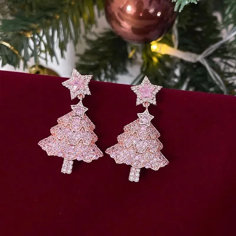 Christmas Tree Earrings For Women | Colorful Rhinestone Crystal Dangle Earrings, Xmas Holiday Jewelry Gift - View #6