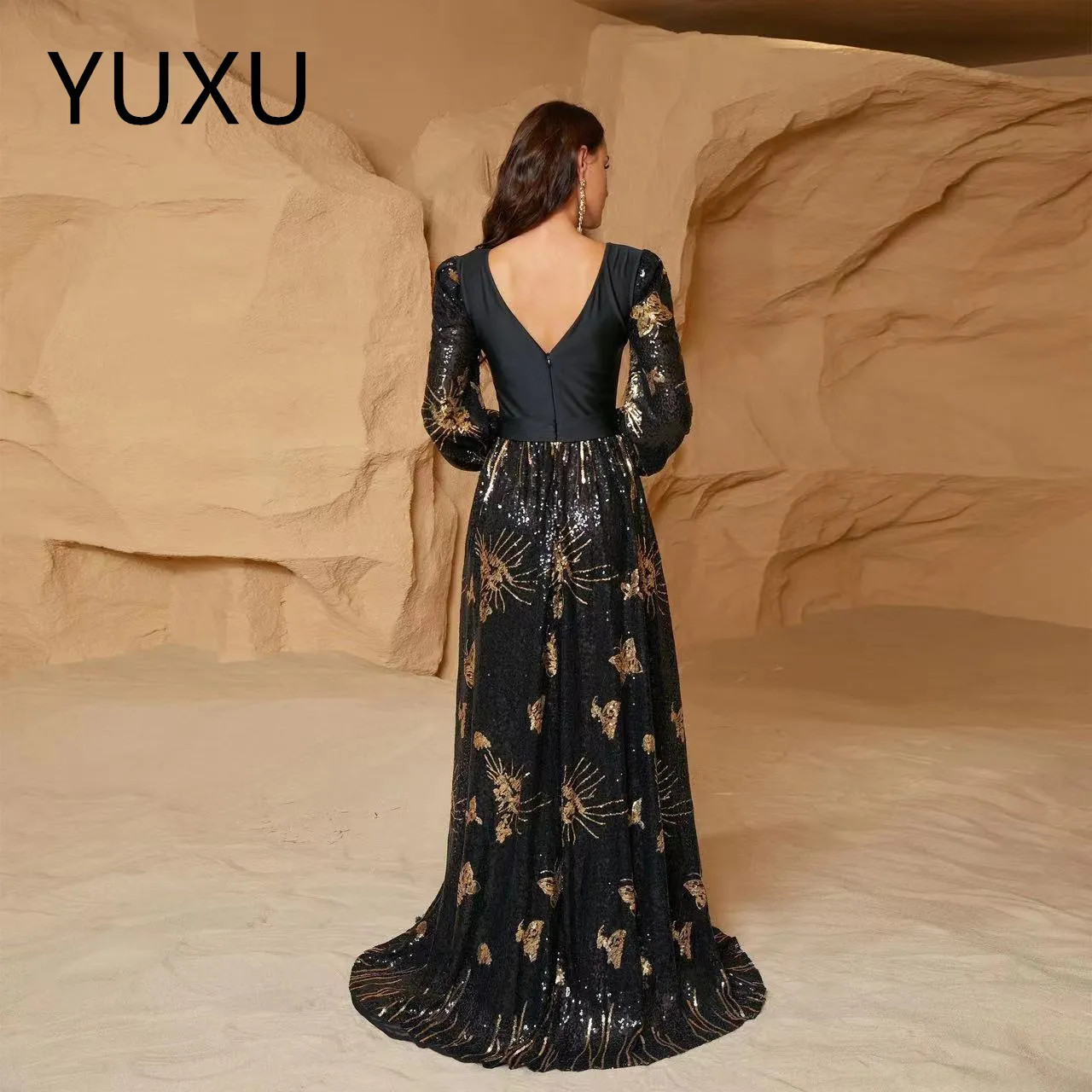 green emerald velvet dress Cream Long Sleeves Arabic Evening Dresses SS696 – DreamyVow
