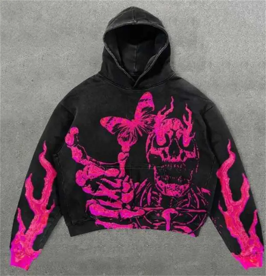 Skeleton Hoodie Casual Pullover Sweatshirt with Skull Demon Graphic for  Men Women