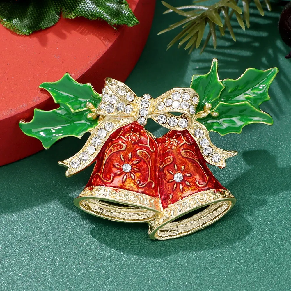CINDY XIANG Red Enamel Bell brooch pin with
