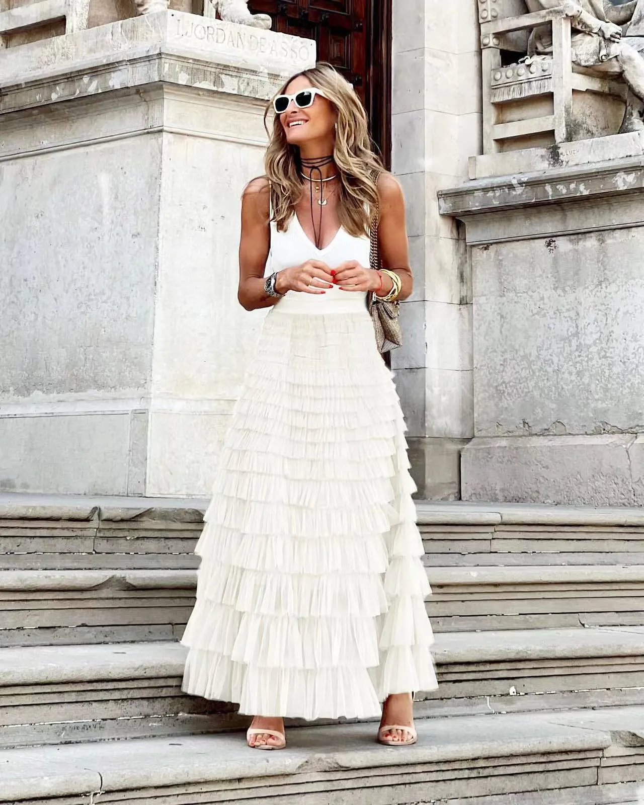 Maxi skirt women casual ball gown long tulle skirt with empire waist and  tiered design for spring daily wear from Dhgate Plus size Dresses - price  22.81
