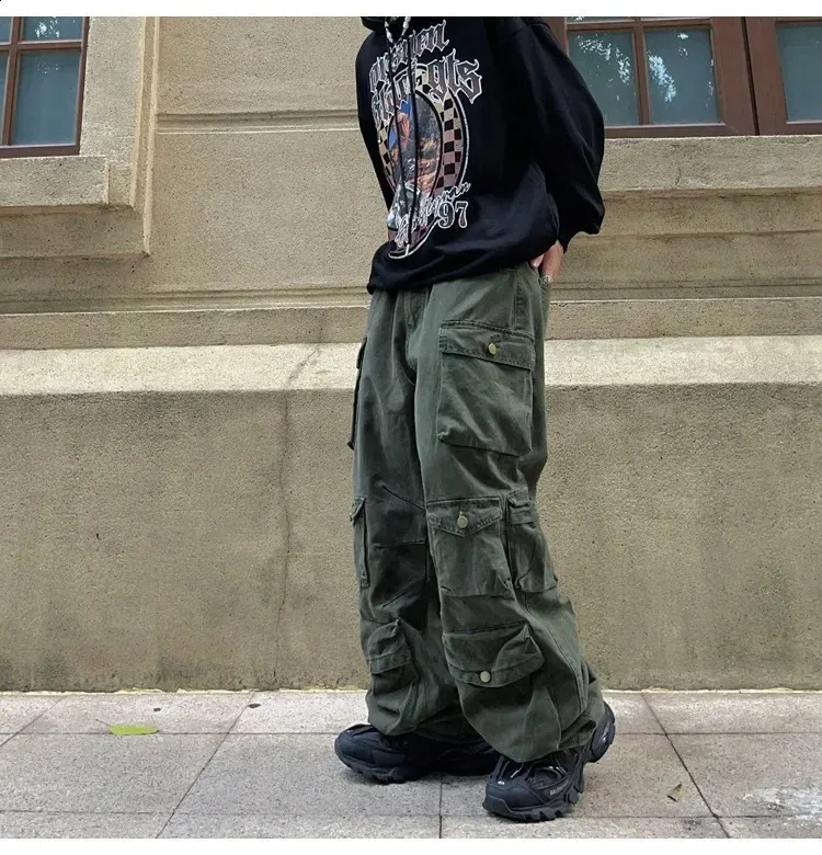 パンツ 20AW tac tac design cargo pants Design Sweatpants Multi Pocket Straight Leg Trousers