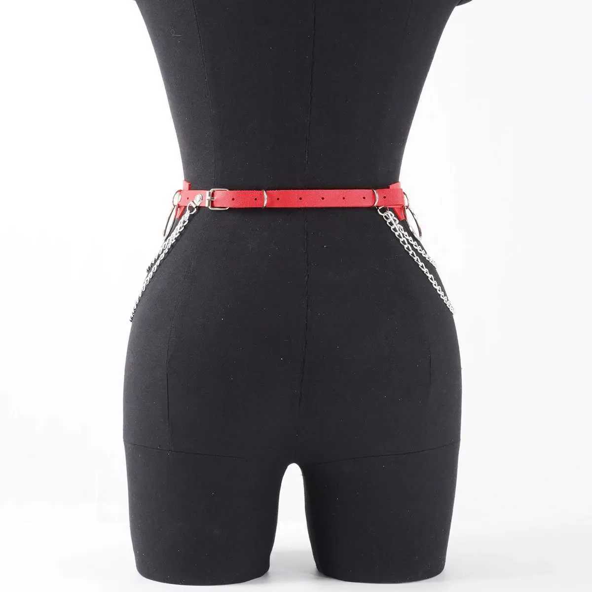 Leather Body Harness Waist Belt Punk Adjustable Gothic Metal Chain Tassel Punk Black Leather Body Harness Belt for Women Gothic  main image 2
