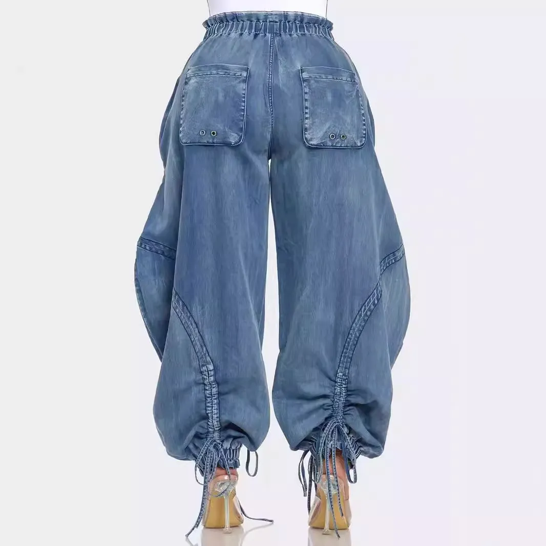 DHgate.com:Womens High Waisted Wide Leg Denim Pants - Baggy