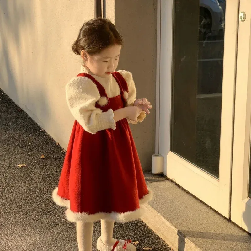 One Piece Dress Kids Red Velvet Dress Christmas Baby Girl Princess