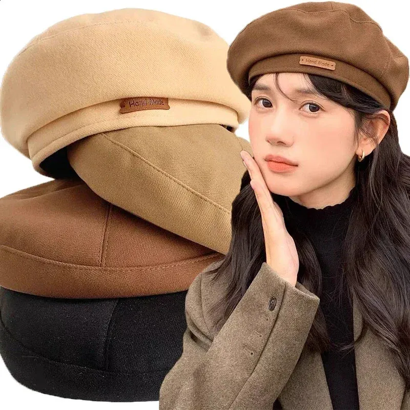 Béret Femme Élégant En Acrylique – Basque Classique Brun Accessoire Automne/Hiver