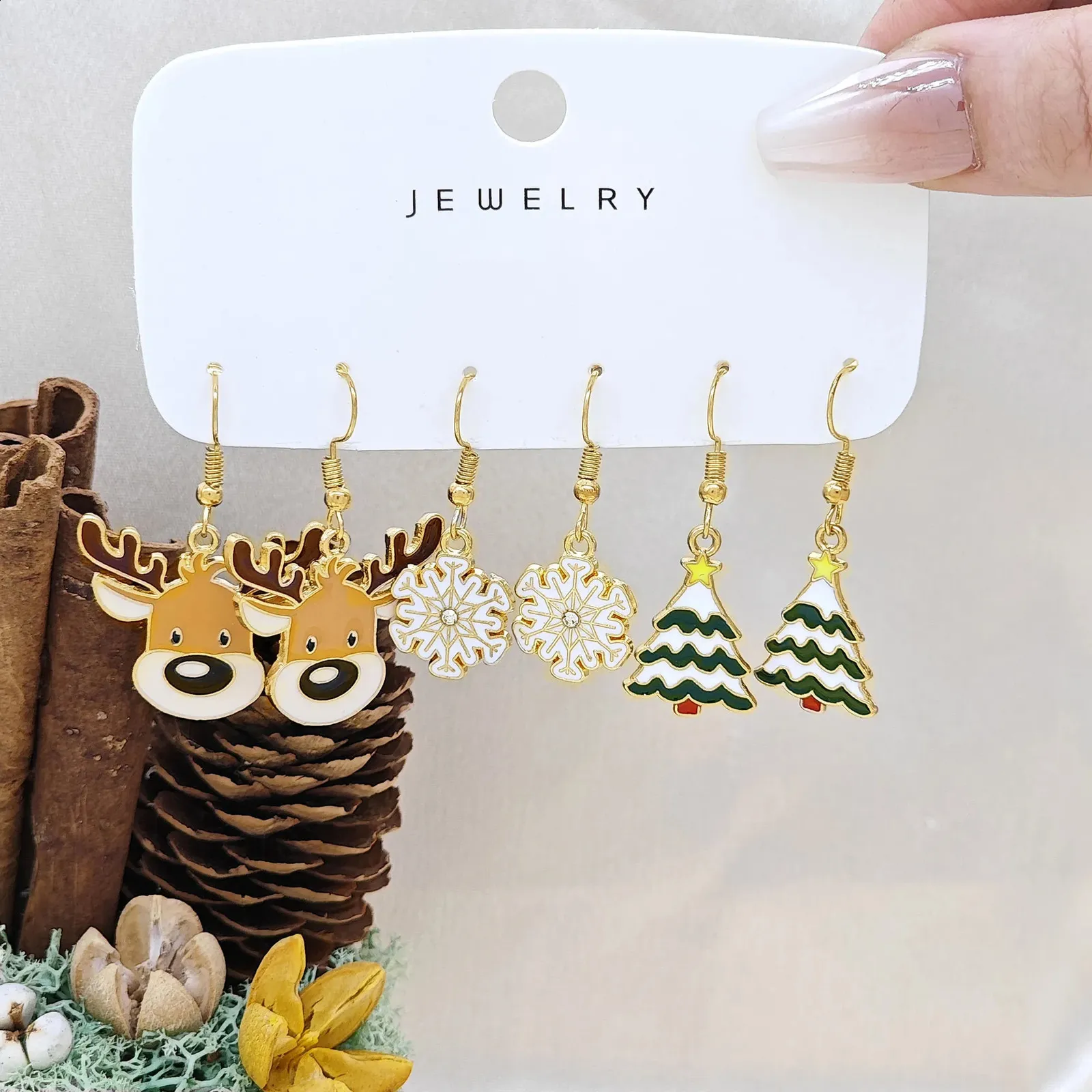 Cute Christmas Dangle Earrings For Women - Santa Hat, Reindeer Holiday Party Jewelry Gift - View #4