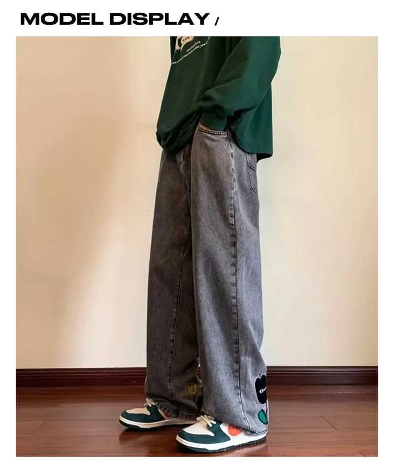 New Design Black Gray Wide Leg Baggy Jeans Men For Men New Design Black Gray Wide Leg Baggy Jeans Men For Men