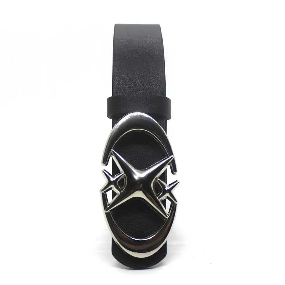 PU Leather Belt with Star Metal Buckle Y2k Gothic Punk Accessory DRABPOI 2 Pcs Black Studded Belt PU Leather Y2K Star Belt  main image 4