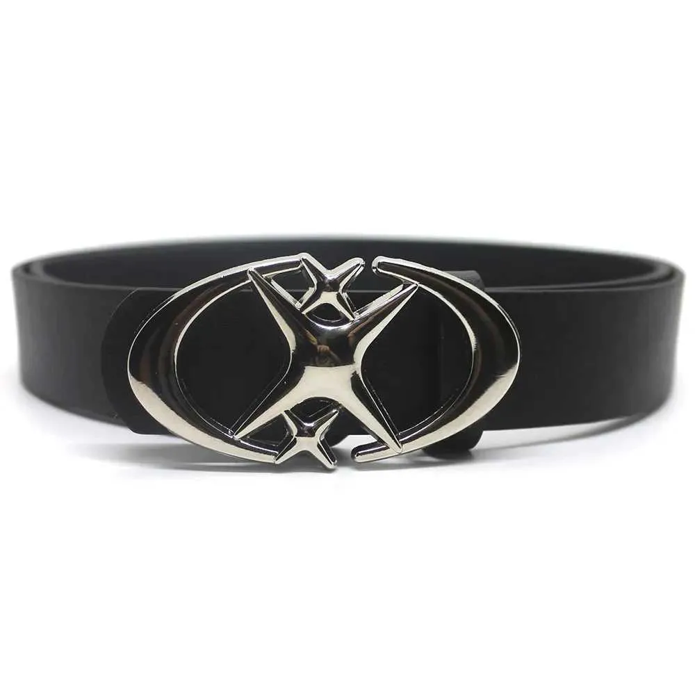 PU Leather Belt with Star Metal Buckle Y2k Gothic Punk Accessory DRABPOI 2 Pcs Black Studded Belt PU Leather Y2K Star Belt  main image 2