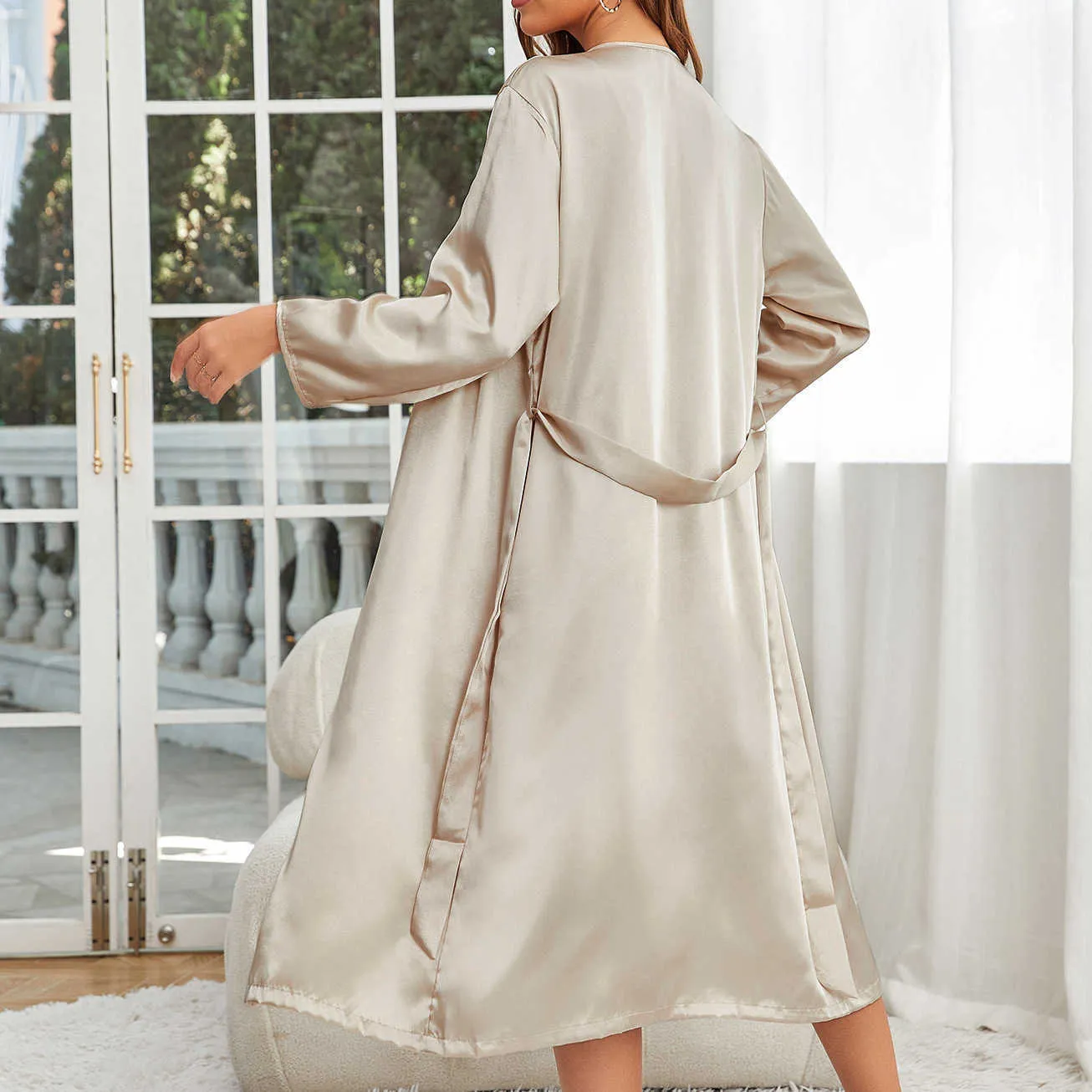 Silk Nighty Long Satin Night Dress With Sleeves Women S Silk Long Sleeve  Slip Dress Nightgown