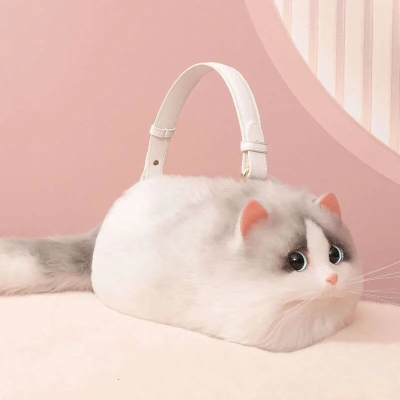 Cat-Shaped Crossbody Bag: Soft Plush Phone Case with Chain  display picture 3