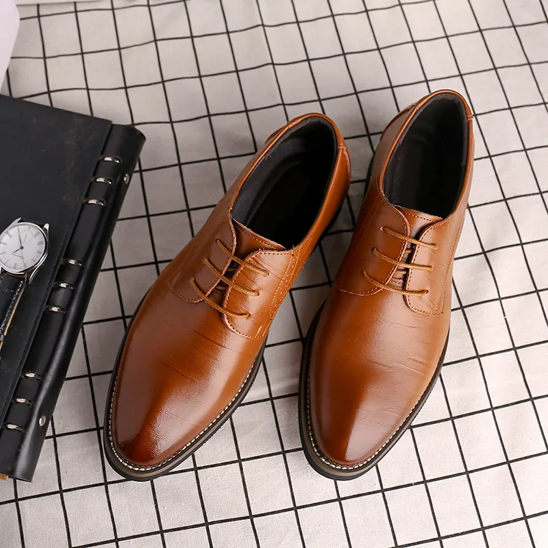 men's fallo dress lace-up almond toe oxfords Men's Maroon Crocodile Texture Leather Dress Shoes US 9 / Maroon Almond / D main image 1