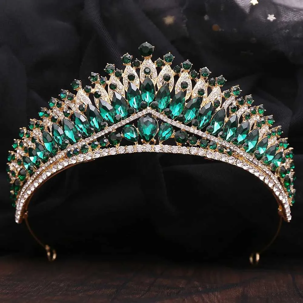 Baroque Green Crystal Tiaras Crowns for Women Girls Bride Wedding Hair Jewelry Amazon.com: Fairyu Baroque Wedding Bride Crown and Tiaras  main image 4