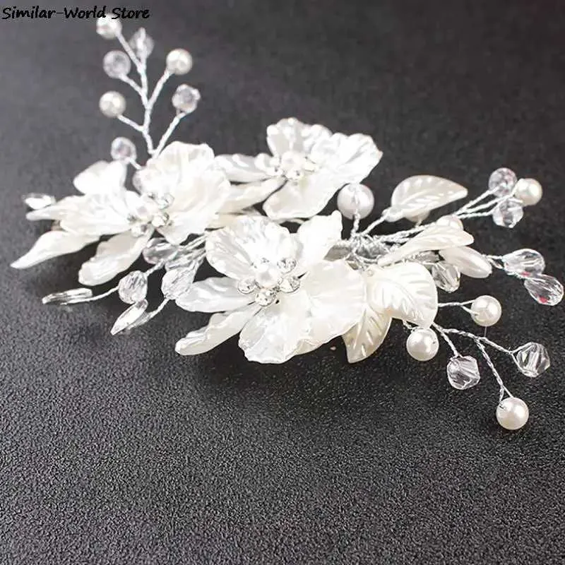 Crystal Pearl Flower Hair Clip - Bridal Hair Jewelry Set 2  display picture 3
