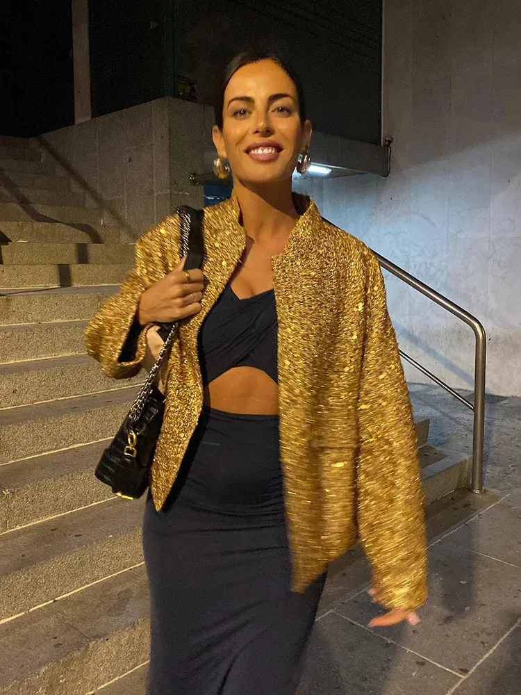 Sparkling Gold Sequin Long Sleeve Bomber bomber jacket for Sparkling Gold Sequin Long Sleeve Bomber bomber jacket for