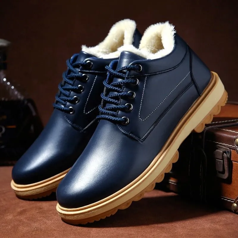 Winter Leather Ankle Boots for Men - Thick Fur, Warm, and Comfortable Working Footwear Winter Leather Ankle Boots for Men - Thick Fur, Warm, and Comfortable Working Footwear