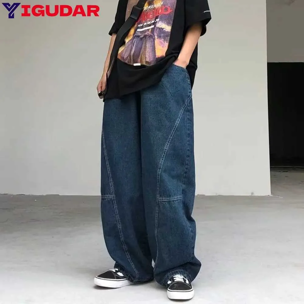 Men's Japanese Street Style Denim baggy pants - Baggy Men's Japanese Street Style Denim baggy pants - Baggy