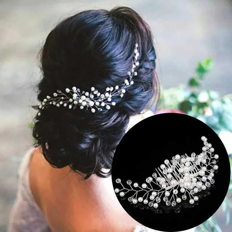 ?New Crystal Pearl Hair Combs Bridal Hair Clips Accessories Jewellery Handmade Crystal Pearl Wedding Hair Combs Handmade Bridal Hair Clips  main image 3