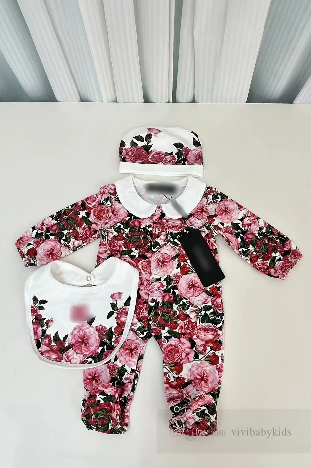 Save Big on Bulk Newborn Baby Romper Suits Designer Infant Cotton Rompers  Sets Newborn Baby Girls Flowers Printed Long Sleeve Jumpsuits Hat Bibs 3pcs 