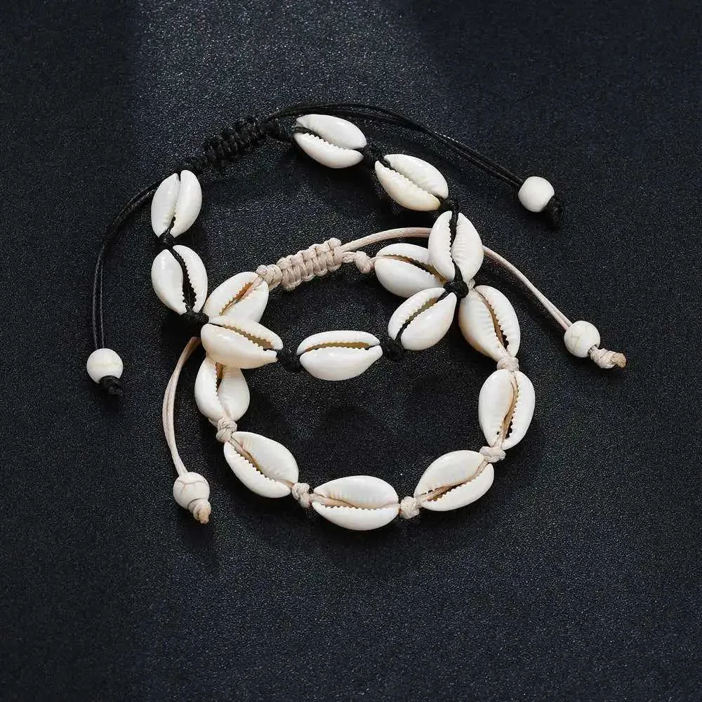thumbnail interactive-video image 1 of Boho Beach Shell Star Anklet – Drawstring Rope With Shell Beads, Festival Jewelry Gift 1 of 5