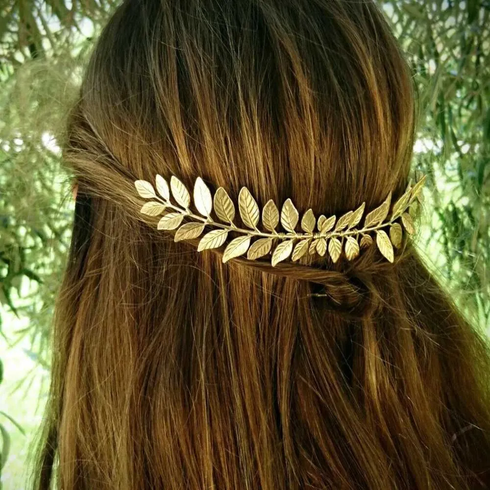 Greek Goddess Leaf Hair Combs Metal Bridal Hairpins For  display picture 3