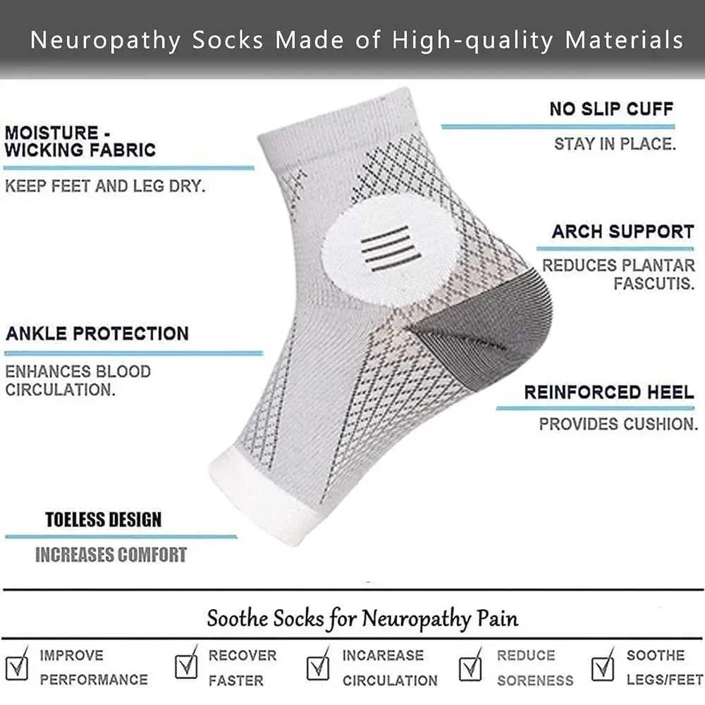 Neuropathy Socks Compression Diabetic Toeless Foot Sleeves for