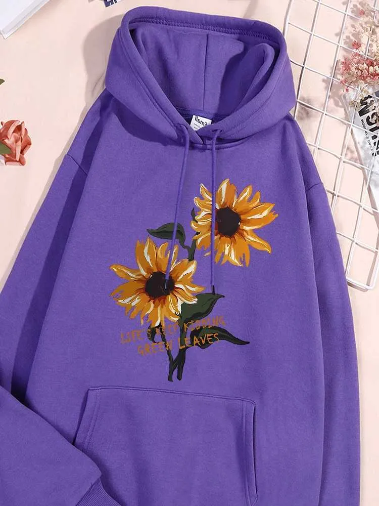 JEOCODY Women's Casual Hoodie Sweatshirt - Sunflower Print, Long Sleeve With Pocket, 3X-Large