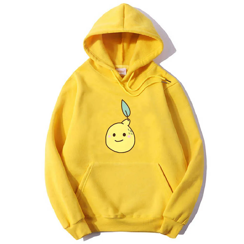 Lemon Boy Hot Song Hooded Sweatshirt with Cartoon Print and Fleece
