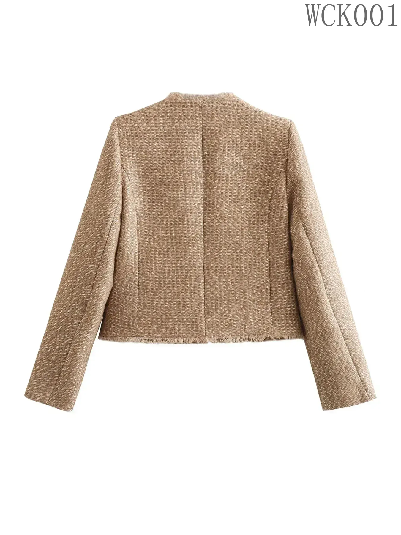 Elegant Tweed Cropped Jacket: Womens Autumn & Winter Short